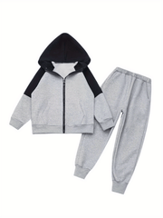 Boy's Cartoon Print 2pc Zip Up Hoodie & Sweatpants Set