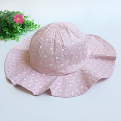 Baby Polka Dot And Flowers Graphic Cotton Bucket Hat Sun Protection
