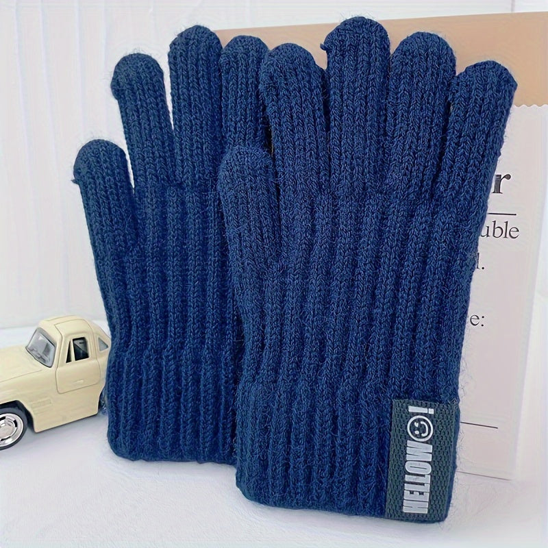 Kids Winter Sports Gloves Elastic Warm Keeping Knitted Coldproof Glove