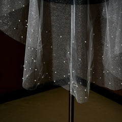Sparkling Starlight Tulle Veil with Pearl Embellishments for Weddings
