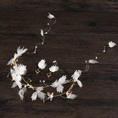 Golden Flower Crown Floral Pearl Crown Wedding Headpiece
