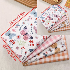 4pcs Floral Butterfly Twill Cotton Fabric DIY Sewing Table Doll Packaging
