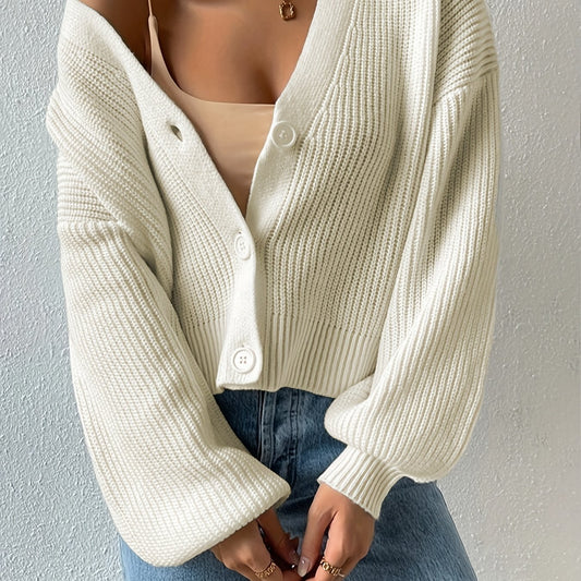 Button Front Knitted Cardigan Long Sleeve