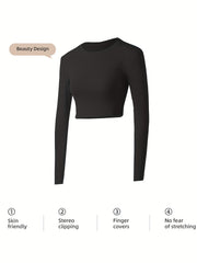 Slim Fit Long Sleeve Crop Top Yoga Tee Activewear