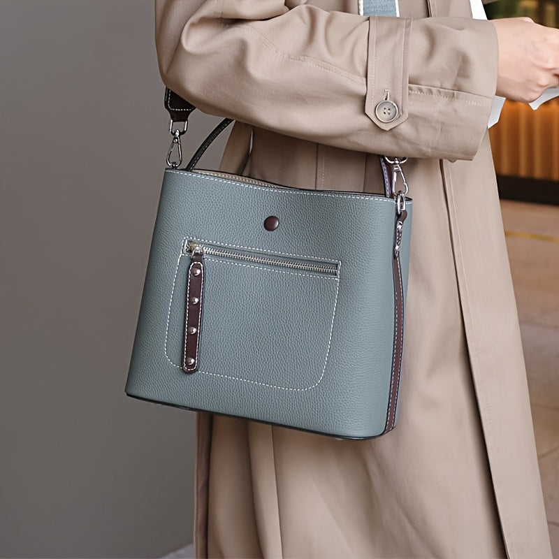 Vintage Style Leather Handbag with Adjustable Strap