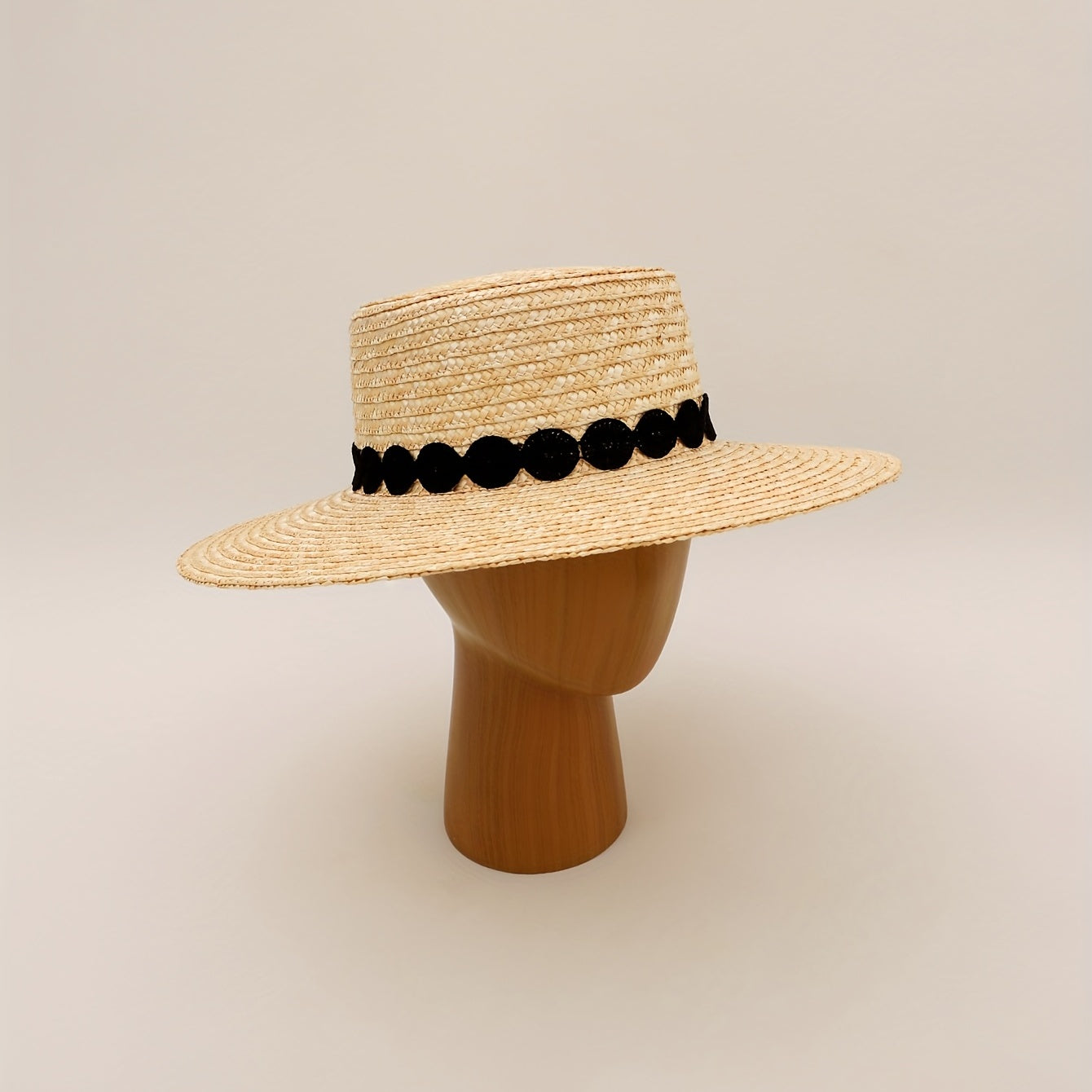Flat Top Straw Sun Hat Wide Brim UV Protection Beach Hat Sunscreen