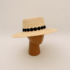 Flat Top Straw Sun Hat Wide Brim UV Protection Beach Hat Sunscreen