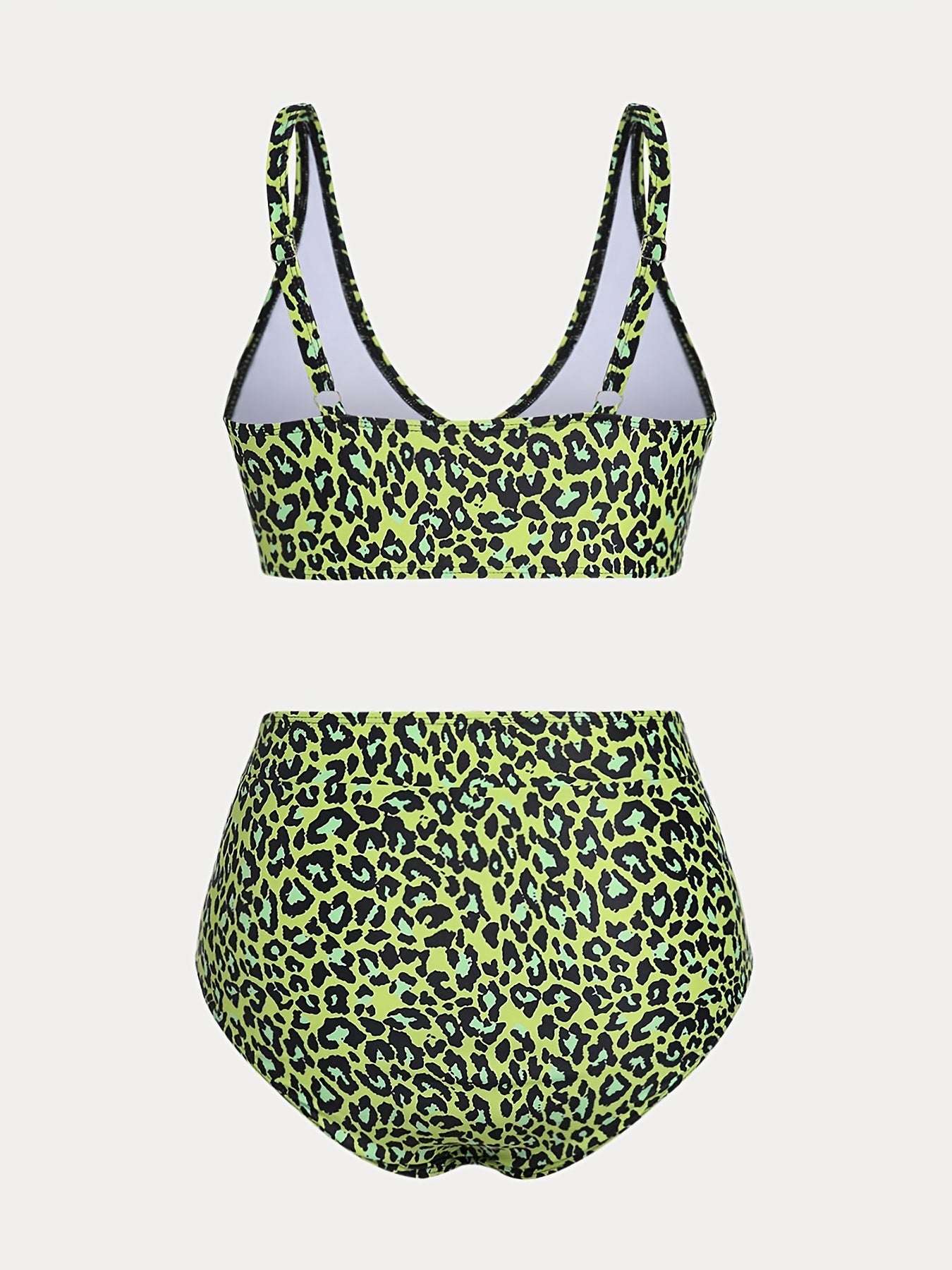 Leopard Print Cut Out Bra & High Rise Panty Swimsuit Set