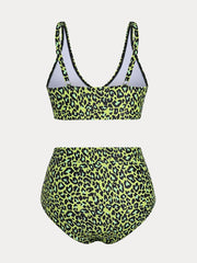 Leopard Print Cut Out Bra & High Rise Panty Swimsuit Set