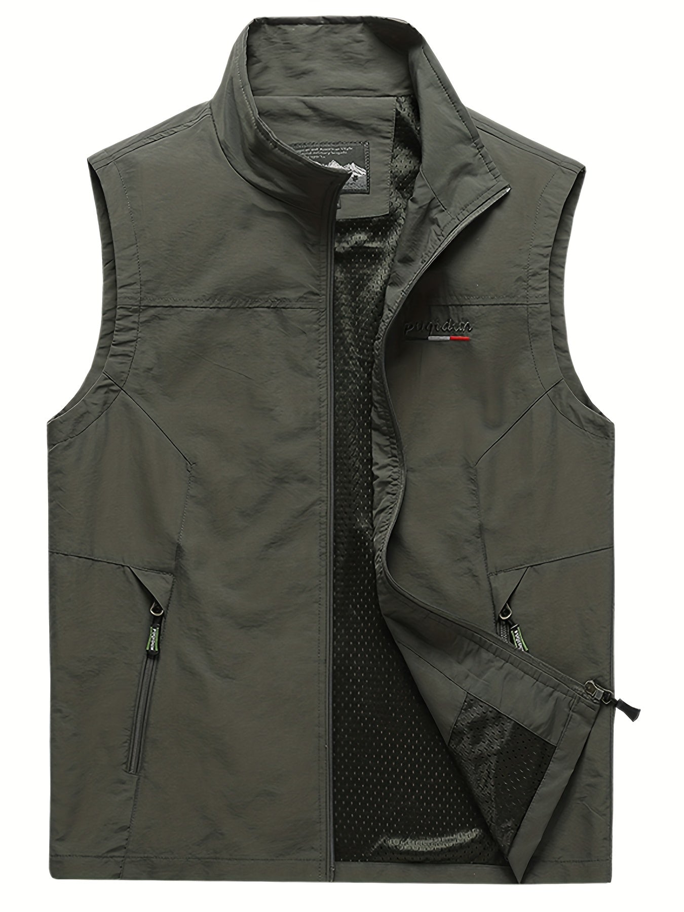 Men's Cargo Vest with Zipper Pockets - Outdoor Stand Collar Outwear