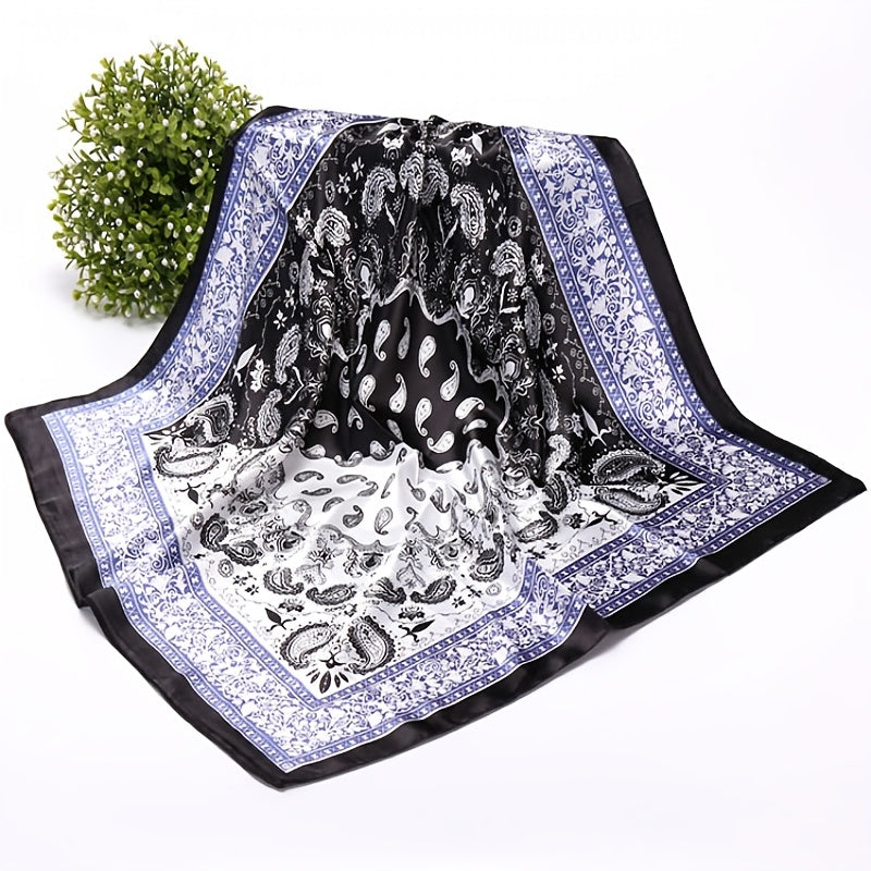 Floral Print Satin Scarf for Accessories
