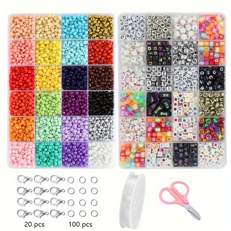 DIY Beaded Jewelry Making Kit Glass Beads Square Round Letter