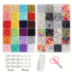 DIY Beaded Jewelry Making Kit Glass Beads Square Round Letter