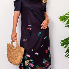 Women's Plus Floral Cold Shoulder Maxi Dress