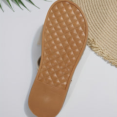 Women's Linen Sandals with Bowknot Detail