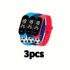 3pcs Football Doll Watch Set Multicolor LED Touchscreen Electronic Bracelets