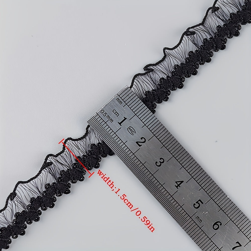 10 Yards Flower Embroidery Lace With Lotus Leaf Edge 15mm Lace Trim