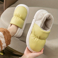 Colorblock Quilted Slippers Slip On Waterproof Home