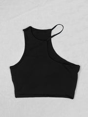 Women's Asymmetric Skinny Crop Tank Top Sexy Sleeveless Solid Top
