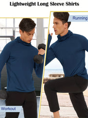 Men's Long Sleeved Hooded Sport Shirt Sunscreen Quick Drying Athletic Suit