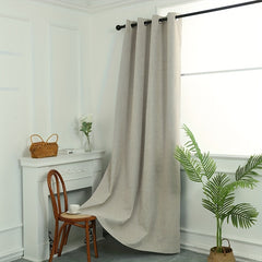 Khaki Cotton Linen Grommet Top Curtain for Home Decor and Privacy