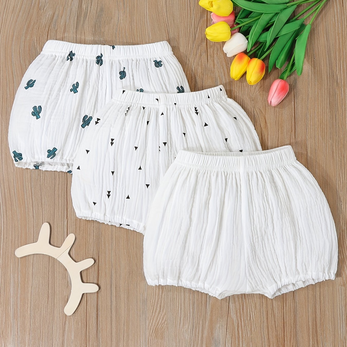 3pcs Graphic Baby Boy's Shorts Bread Casual Comfy Pants