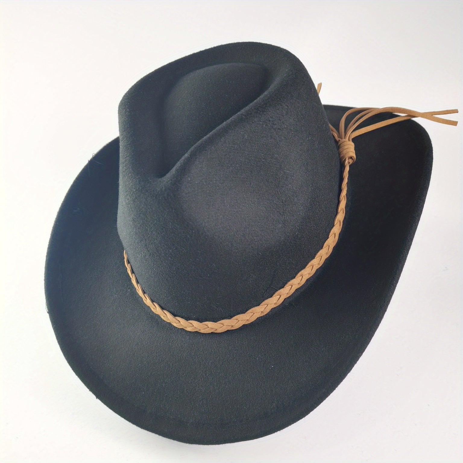 Men's Tweed Cowboy Hat Metal Buckle Wool Retro Knight Hat
