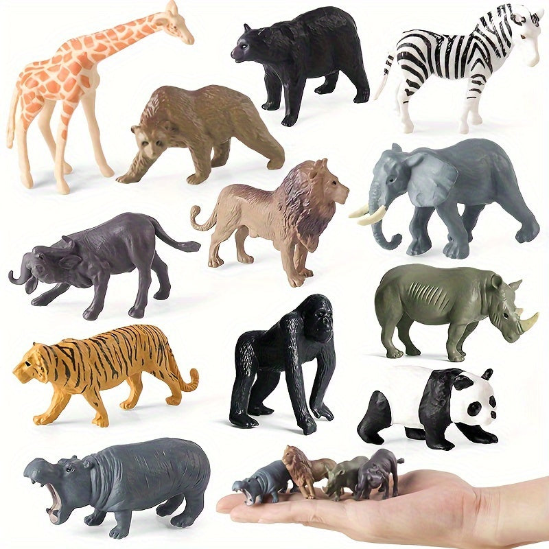 12pcs Realistic Wild Animal Figures Set for Christmas Birthday Easter