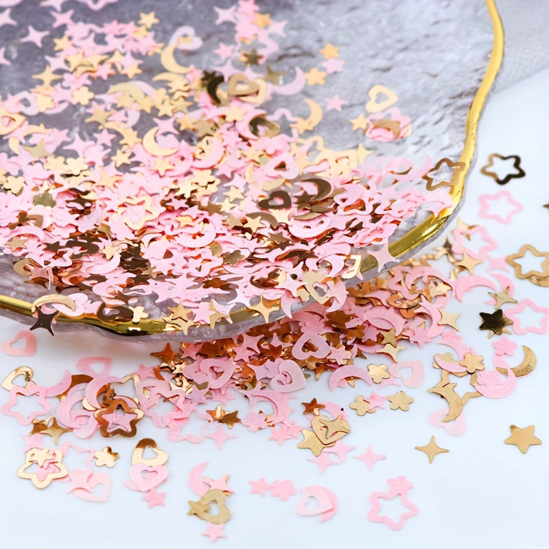6 Styles Pink Star Moon Love Heart Glitter Flakes UV Epoxy Resin Filler