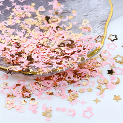 6 Styles Pink Star Moon Love Heart Glitter Flakes UV Epoxy Resin Filler