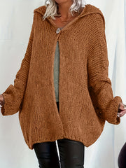 Long Sleeve Button Hooded Cardigan