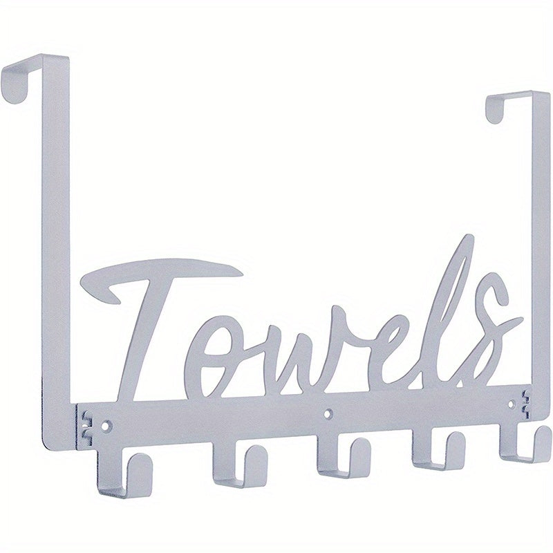 Wall Mounted Punching Door Back Shelf With 5 Hooks Iron Clothes Hook Shelf