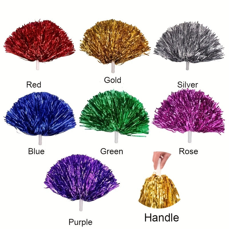2pcs Cheerleading Pom Poms: Sparkle & Shine for Sports, Parties, and Dance Teams