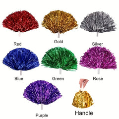 2pcs Cheerleading Pom Poms: Sparkle & Shine for Sports, Parties, and Dance Teams
