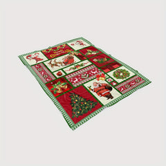 Christmas Bell Elk Plaid Blanket Winter Warm Flannel Blanket
