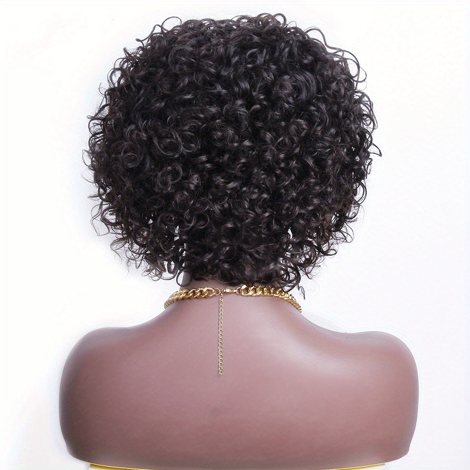 Brazilian Human Hair Pixie Cut Wig with T Part Lace Front Short Curly Wig