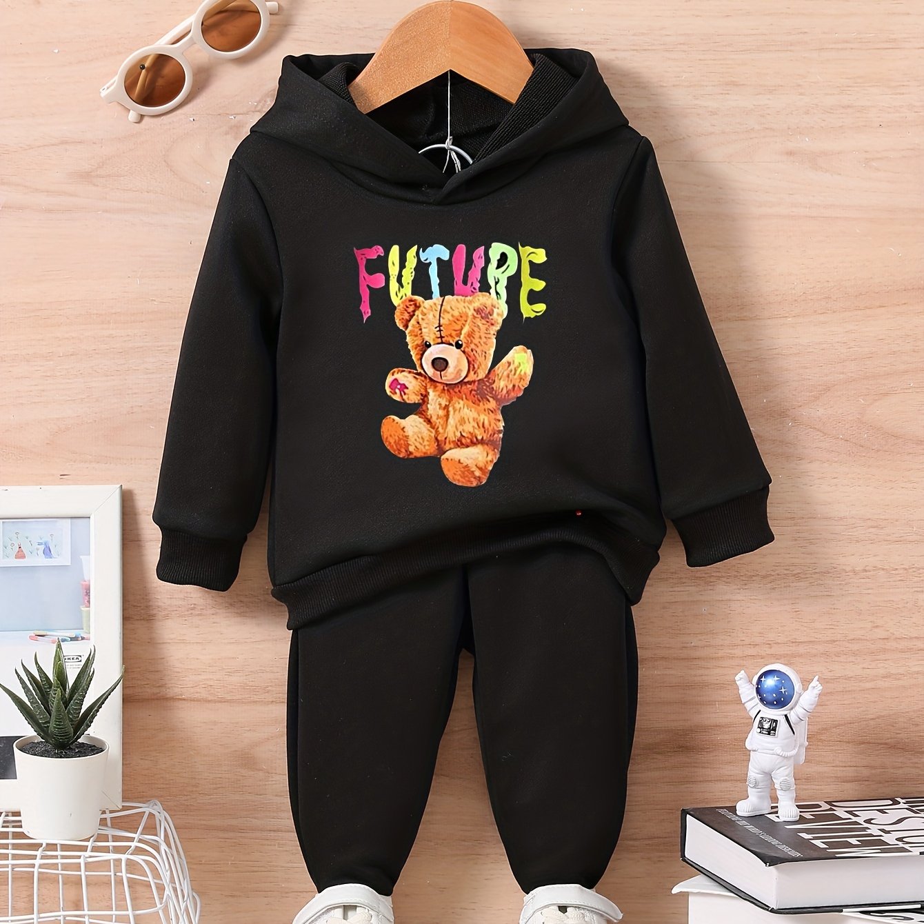 Bear Toy & FUTURE Print Baby Sweatshirt Trousers Set