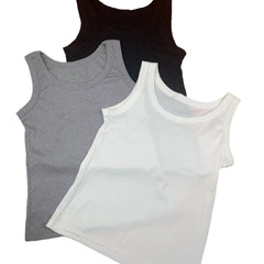3 Sets Women's Solid Tank Tops Crew Neck Sleeveless Casual Top