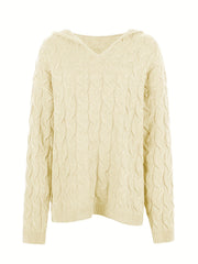Casual Jacquard Hooded Jumper Medium Stretch