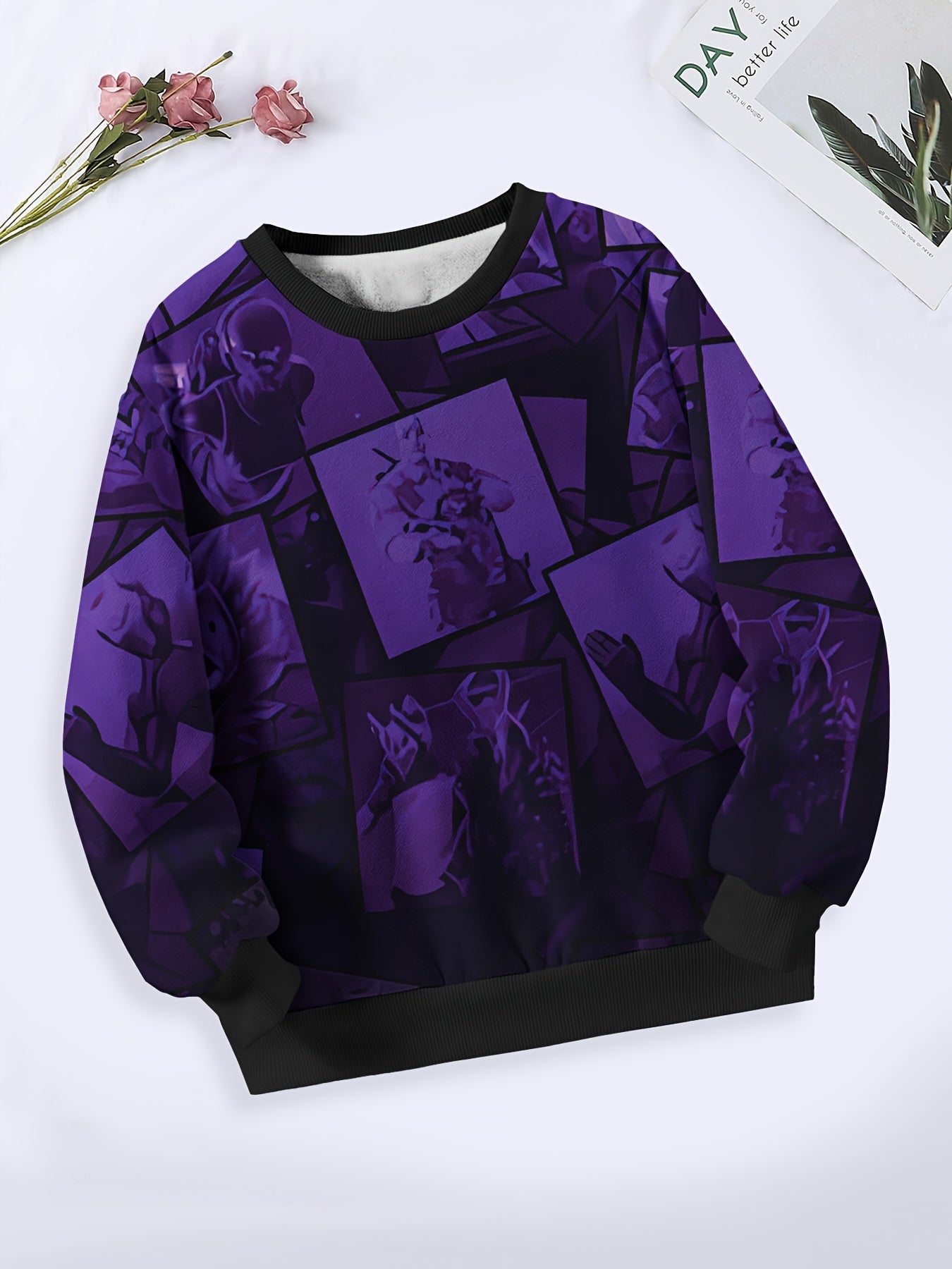 Anime Character Long Sleeve Crew Neck Sweatshirt, Spring/Fall Sports Gift