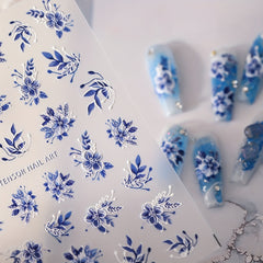 Purple Flower 5D Nail Stickers for Effortless Glamour