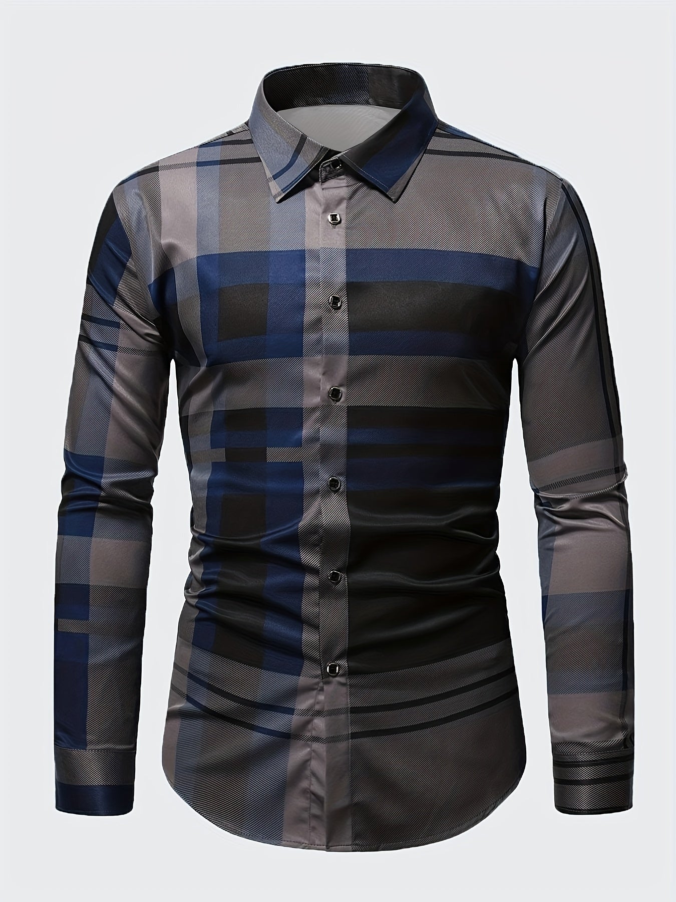 Stripe Print Men's Casual Long Sleeve Shirt