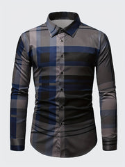 Stripe Print Men's Casual Long Sleeve Shirt