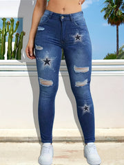 Vintage Y2K Style Ripped Skinny Jeans High Stretch Slash Pocket