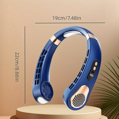 2-in-1 Neck Fan Leafless Air Cooler Fast Charging 5 Gears LED Display