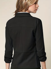 Ruched 3/4 Sleeve Blazer Work Office Outerwear