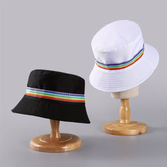 Men's Colored Strip Bucket Hat Small Brim Sunshade Basin Hat