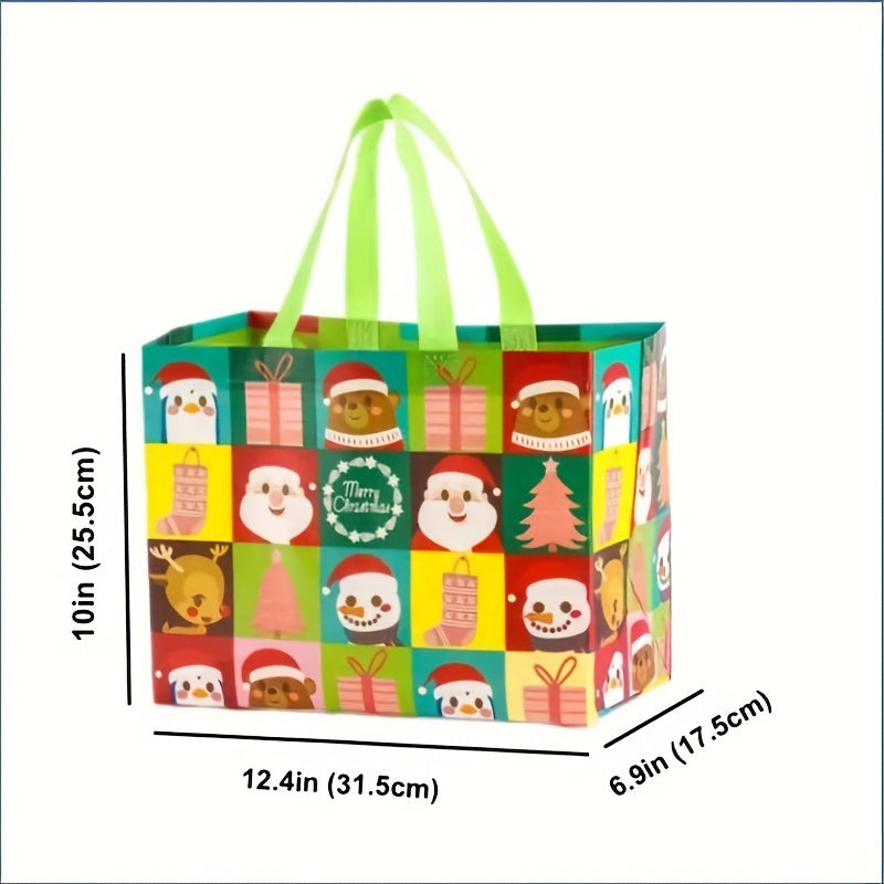 6pcs Printed Christmas Gift Bags Non woven Christmas Tote Bags With Handles