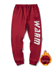 Men's Winter Fleece Sweatpants Loose Fit Alphabet Print Jogger Pants