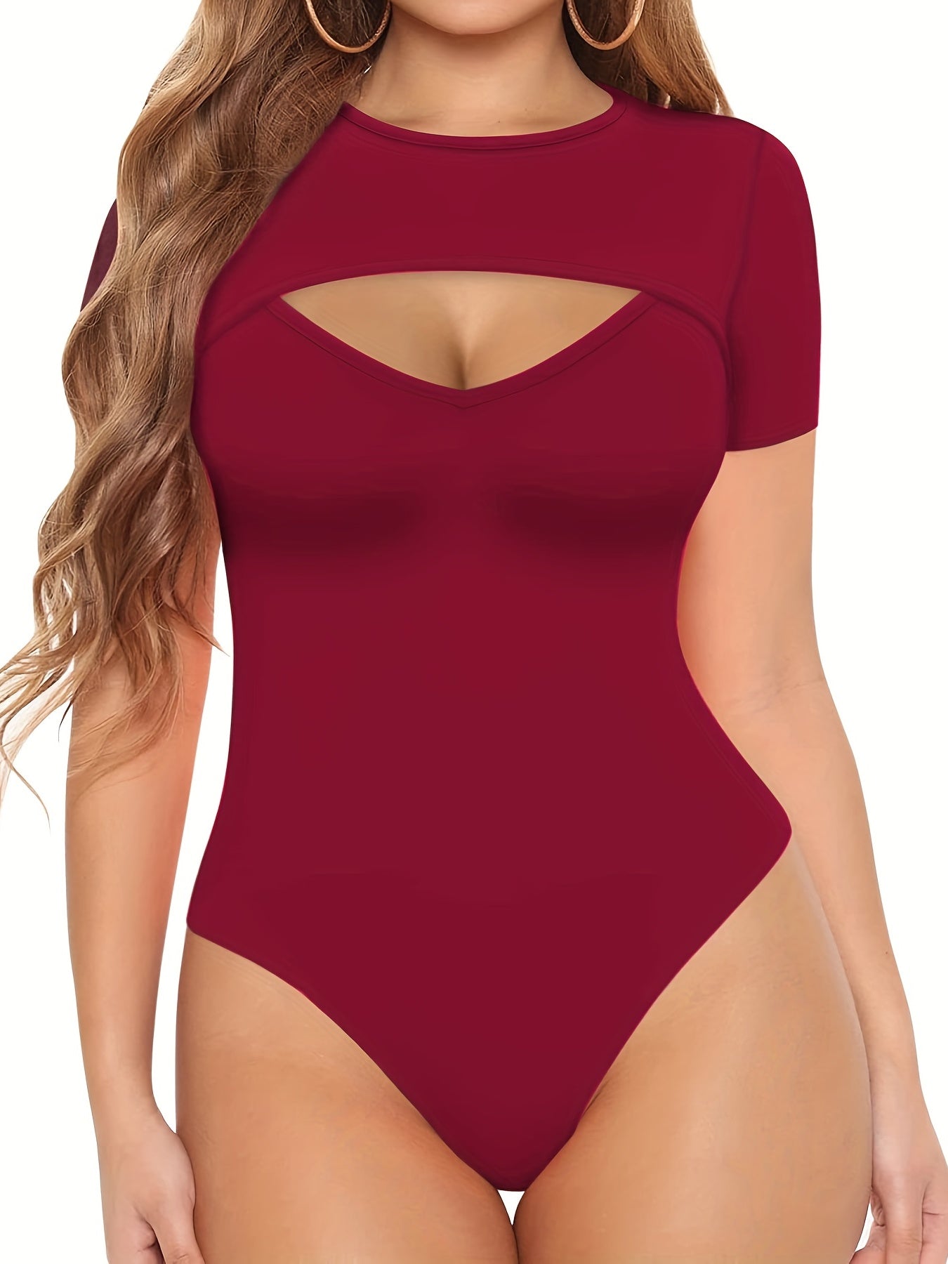 Sexy Short Sleeve Cut Out Bodysuit for Women